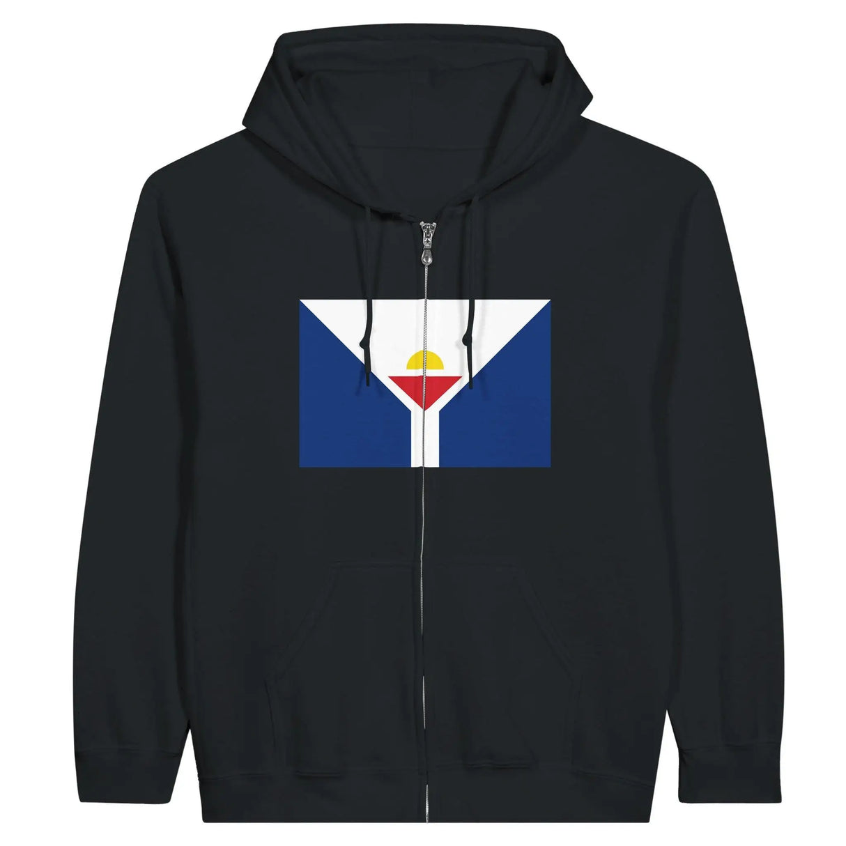 Sweat à capuche zippé saint-martin coton broderie drapeau