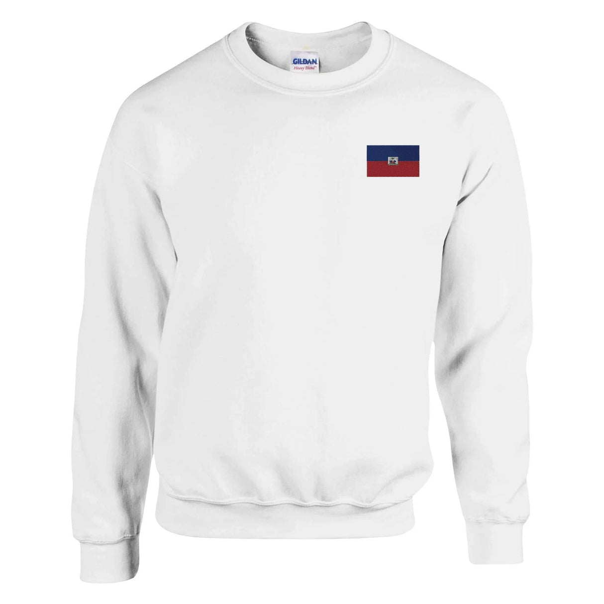 Sweat-shirt drapeau d’haïti broderie couleur coton mélangé