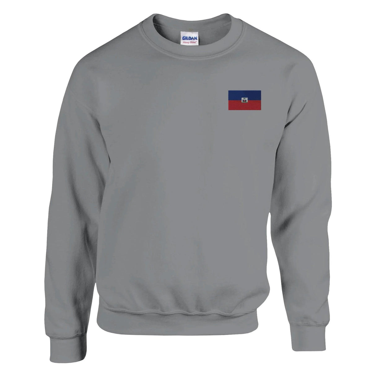 Sweat-shirt drapeau d’haïti broderie couleur coton mélangé