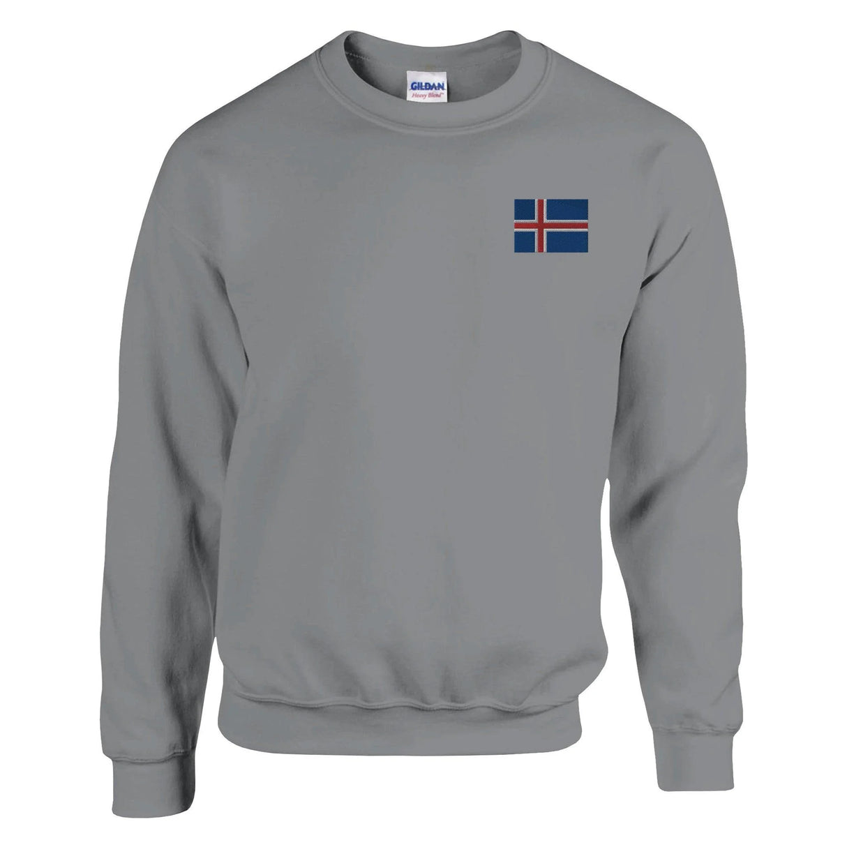Sweat-shirt drapeau islande broderie couleur coton mélangé