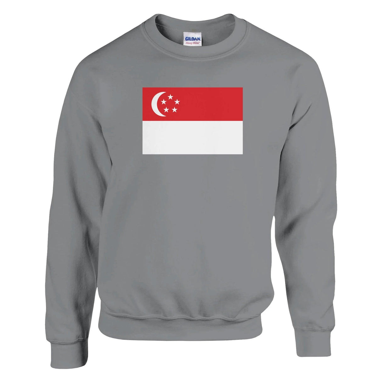 Sweat-shirt drapeau singapour coton mélangé brodé