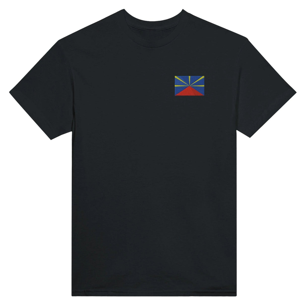 T-shirt drapeau la réunion broderie couleur coton mélangé