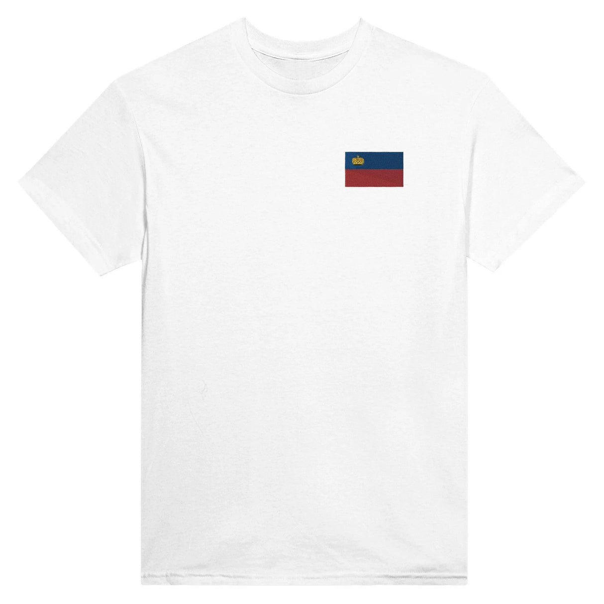 T-shirt drapeau liechtenstein broderie coton mélangé