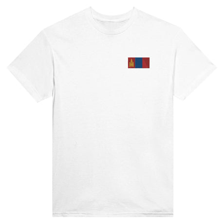 T-shirt drapeau mongolie broderie couleur coton mélangé
