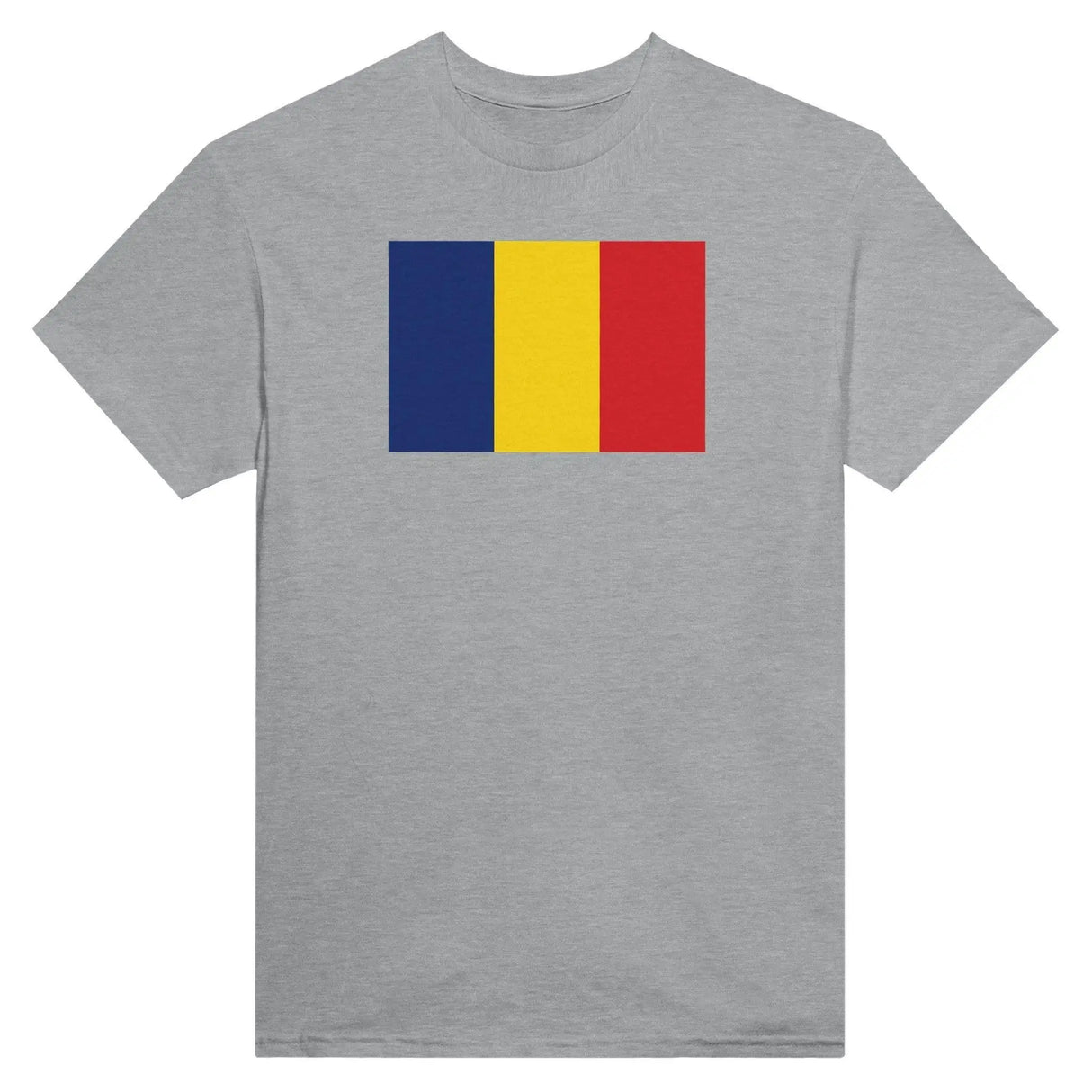 T-shirt drapeau roumanie brodé en coton mélangé