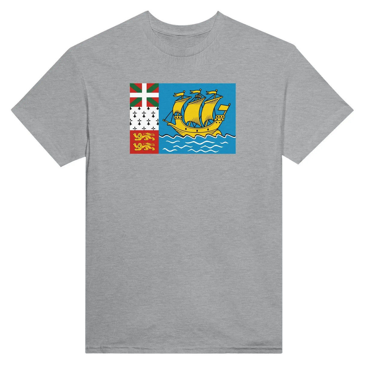 T-shirt drapeau saint-pierre-et-miquelon coton épais brodé