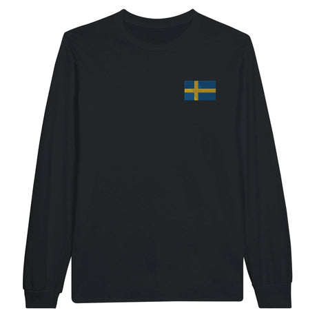 T-shirt manches longues suède coton doux broderie couleur