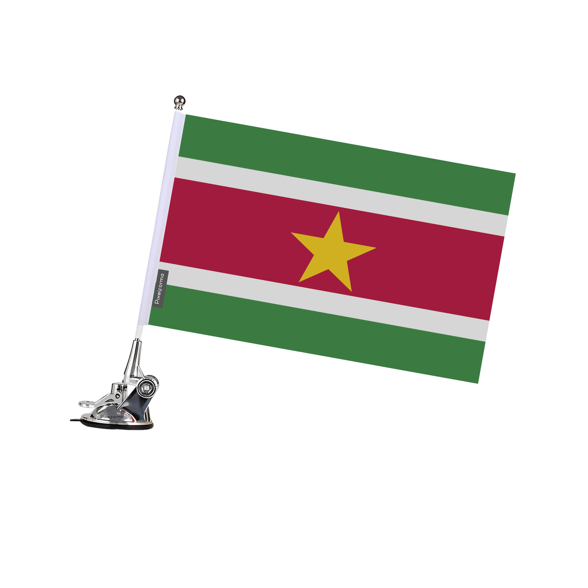 Poste de ventosa con bandera de Surinam