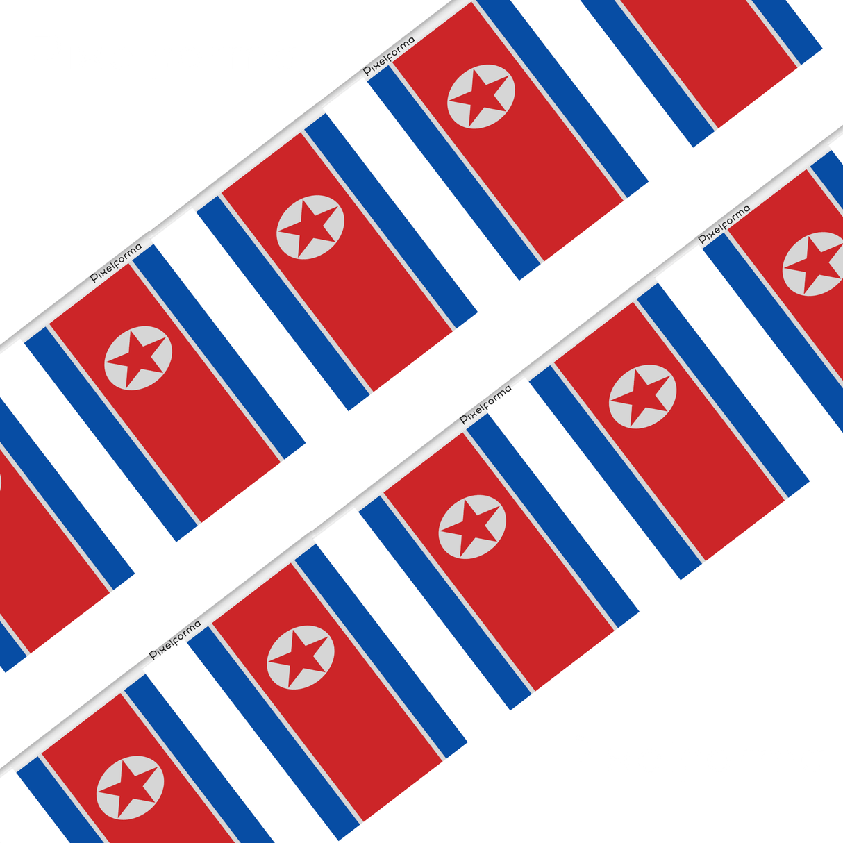 North Korea Flag Garland in several sizes