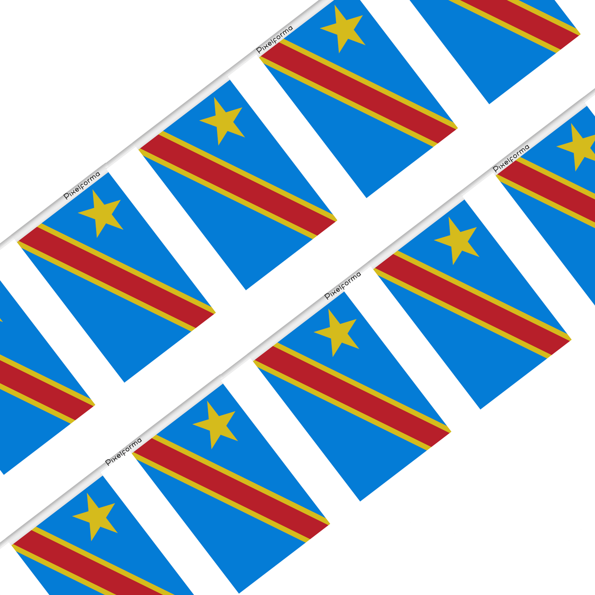 Democratic Republic of Congo Flag Garland in several sizes