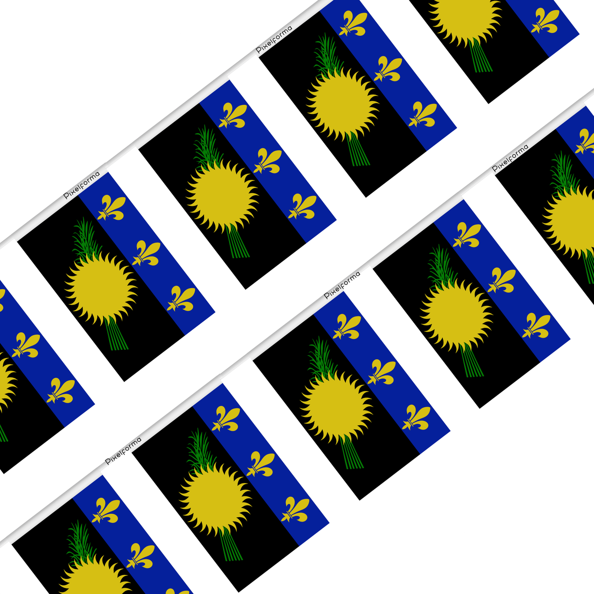 Guadeloupe Flag Garland in several sizes