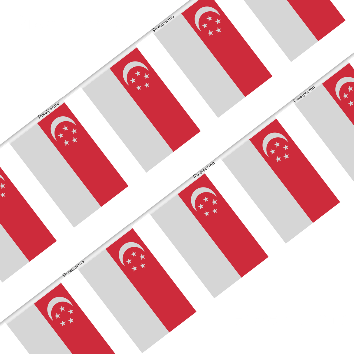 Guirlande Drapeau Singapour en Polyester