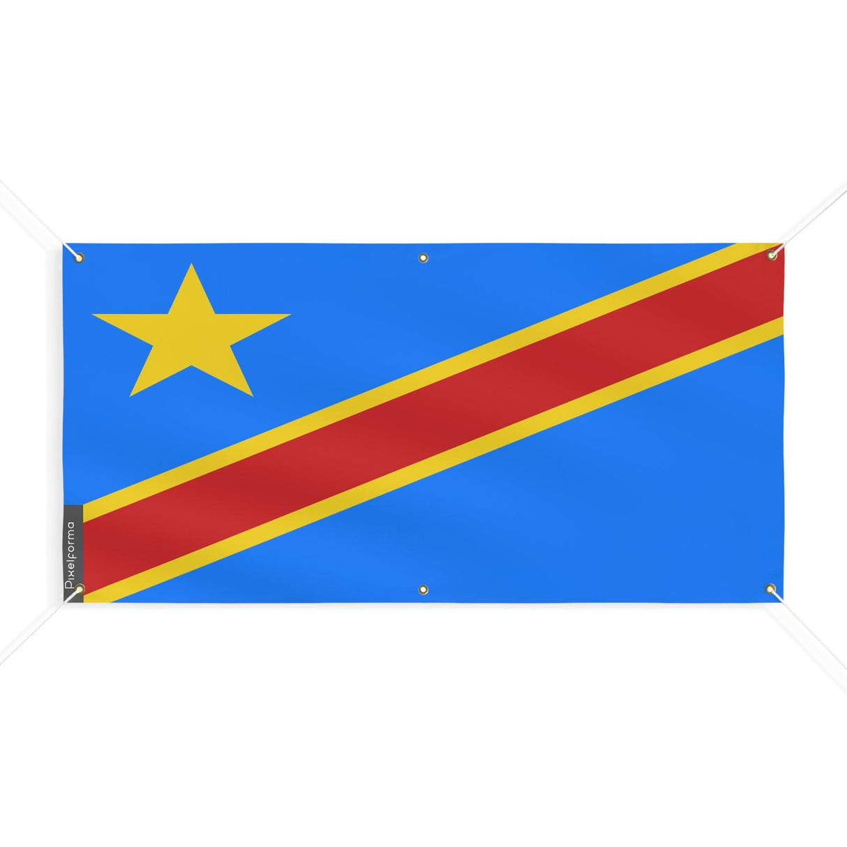 Drapeau de la république démocratique du Congo 6 Oeillets en plusieurs tailles - Pixelforma 