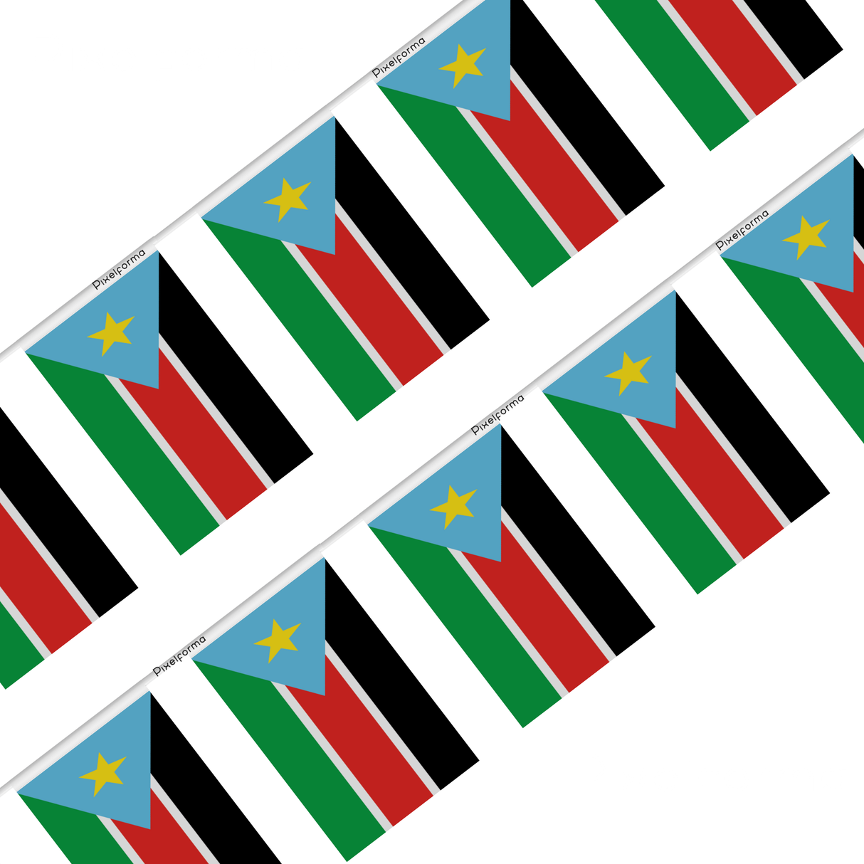 South Sudan Flag Garland in Multiple Sizes