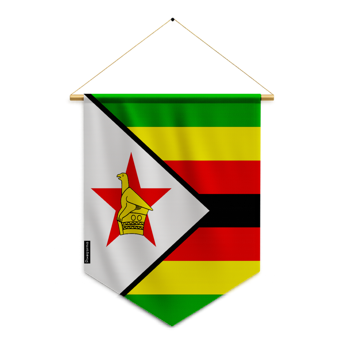Zimbabwe flag pennant to hang in polyester