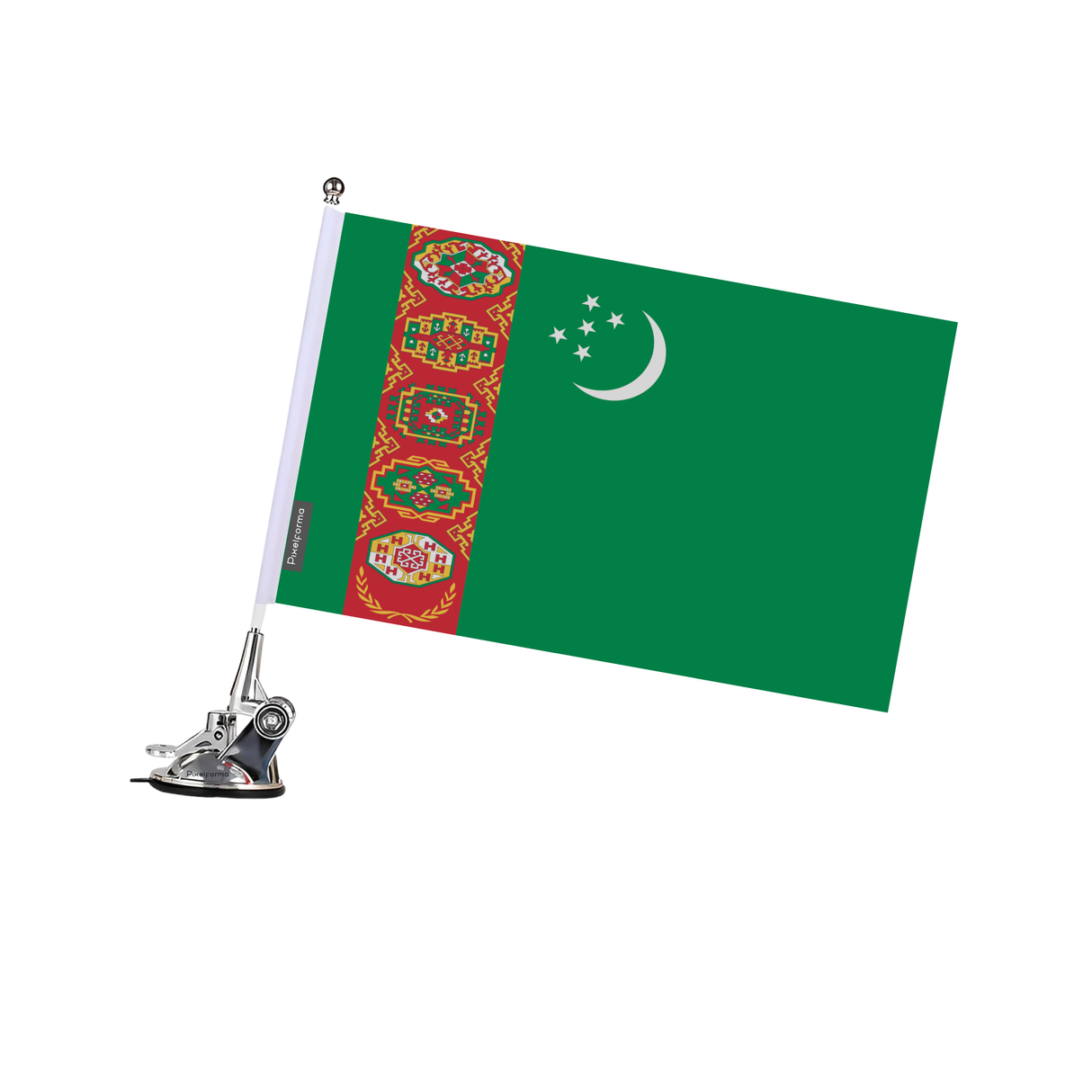 Poste de ventosa con bandera de Turkmenistán