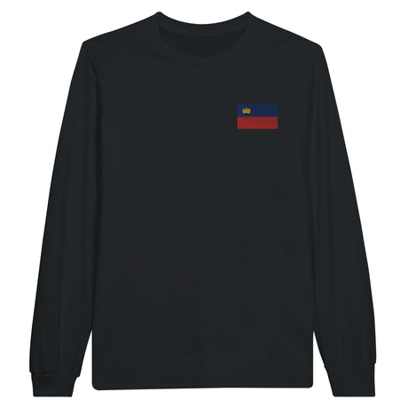 Liechtenstein Flag Embroidery Long Sleeve T-Shirt