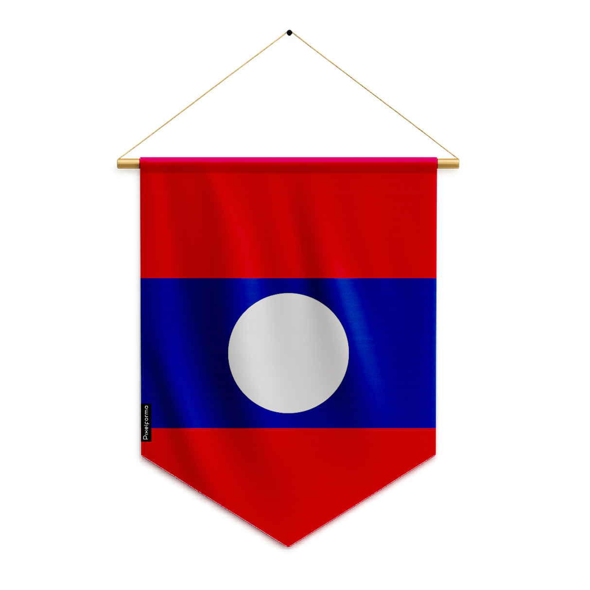 Laos flag pennant to hang in polyester