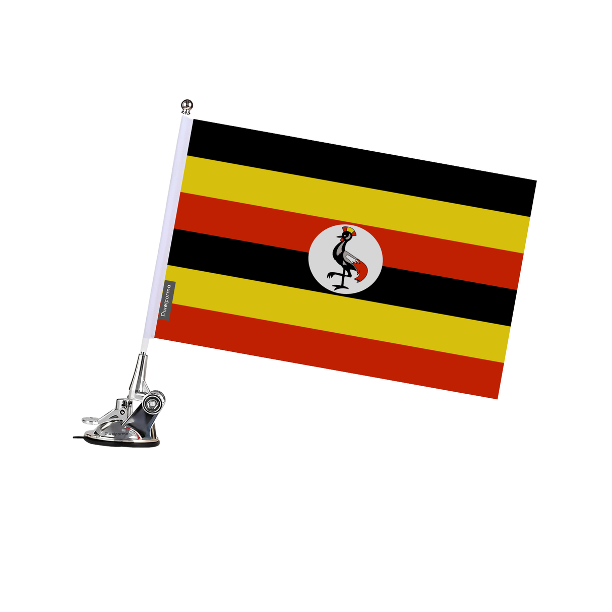 Poste de ventosa con bandera de Uganda