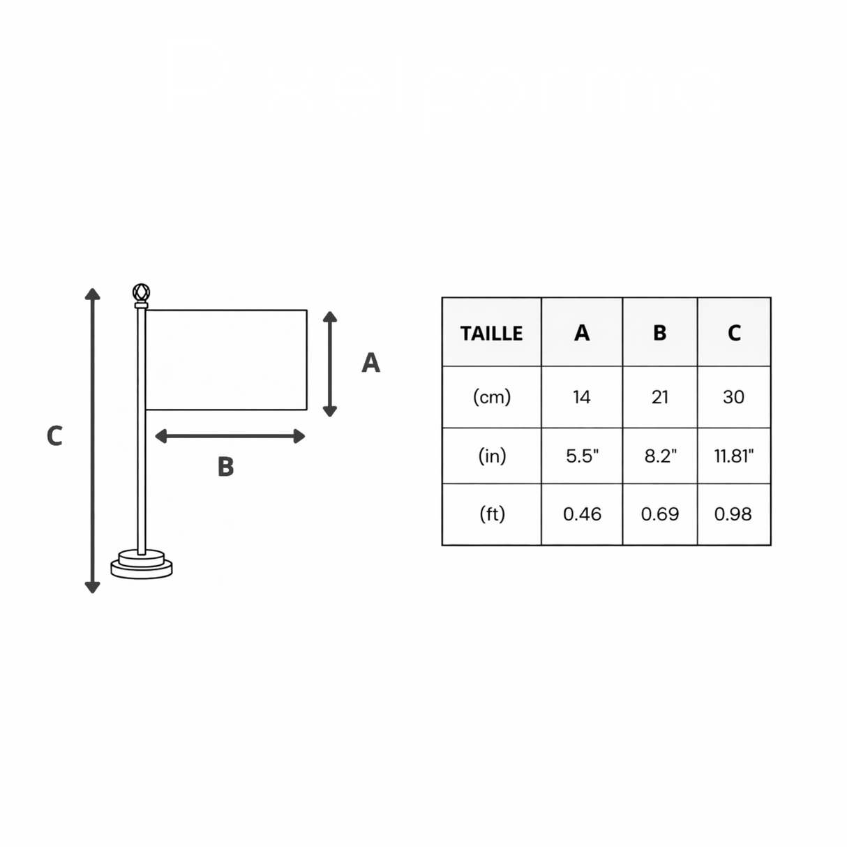 Drapeau bureau éthiopie polyester socle acier inoxydable