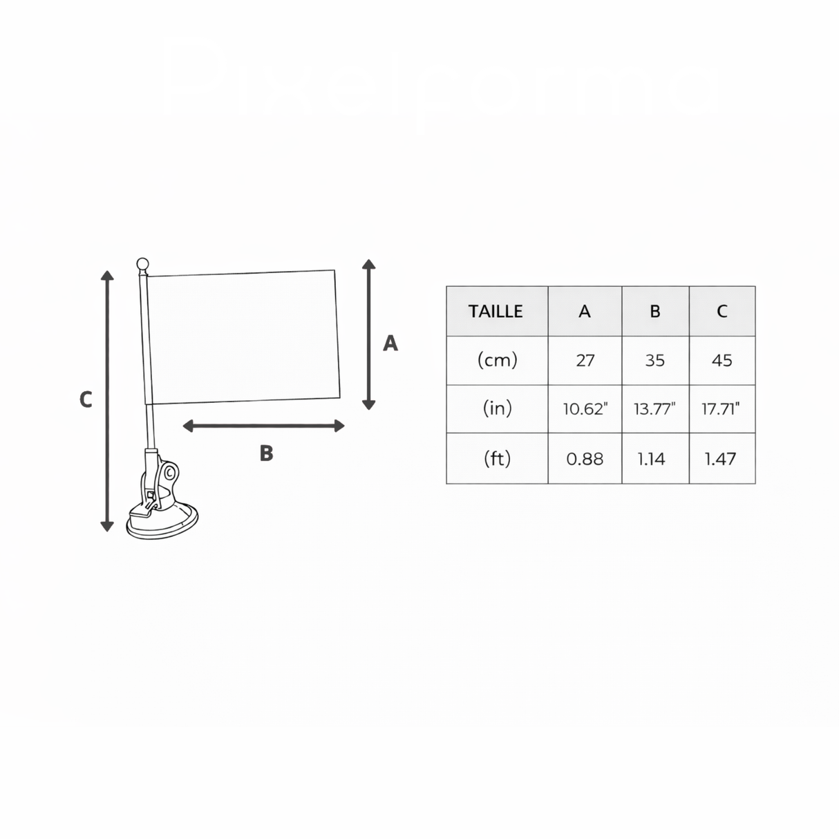 Mât à ventouse macédoine du nord polyester inox élégant