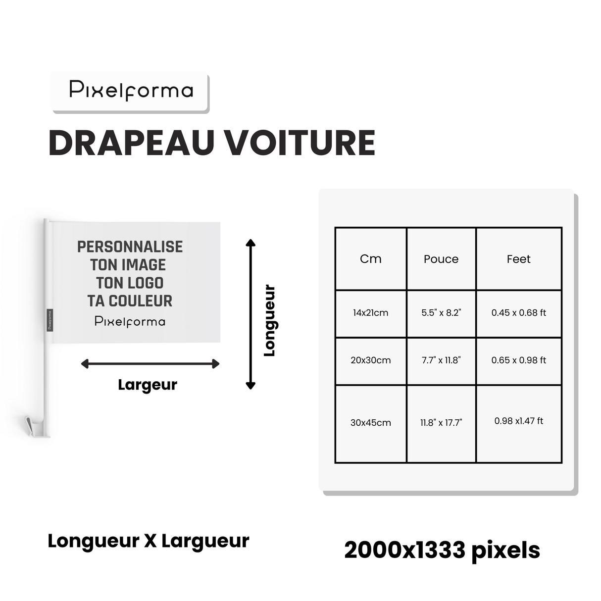 Drapeau voiture des États fédérés de Micronésie en polyester - Pixelforma