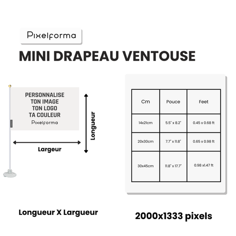 Mini Drapeau Ventouse Équateur en Polyester