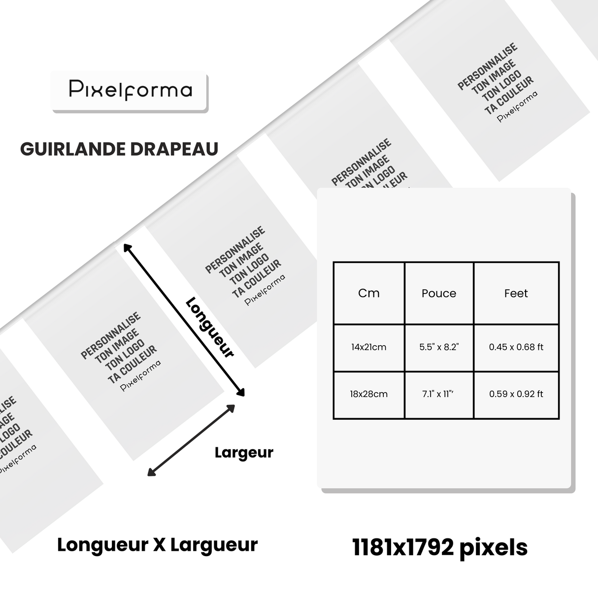 Guirlande Drapeau du Soudan en plusieurs tailles - Pixelforma