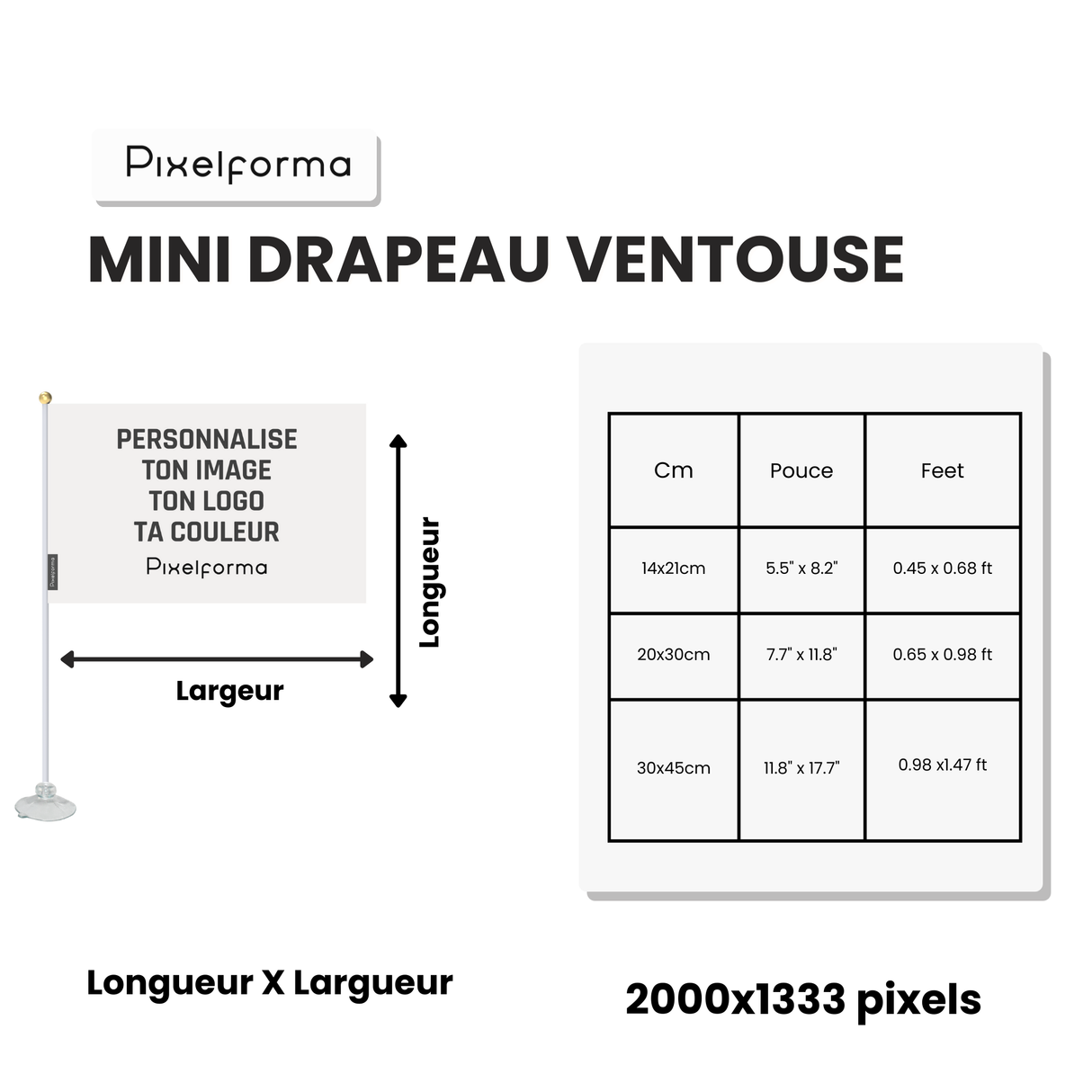 Mini Drapeau Ventouse États fédérés de Micronésie en Polyester