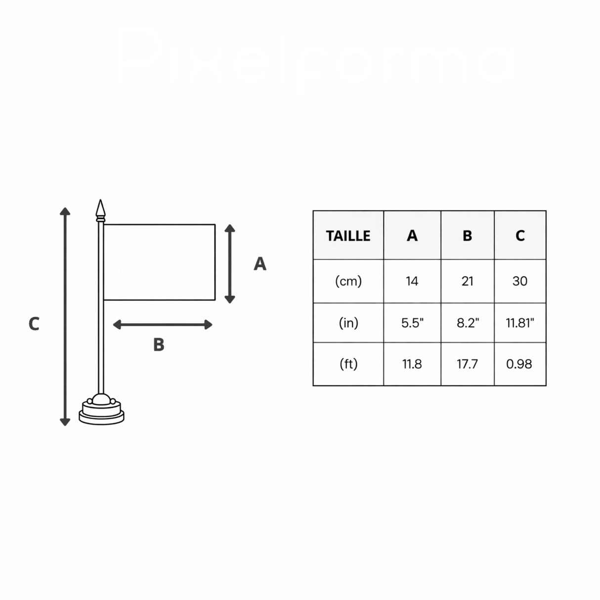 Drapeau de table nebraska polyester et socle plastique noir