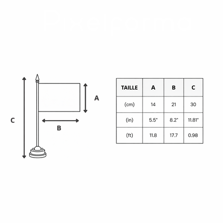 Drapeau de table tokelau en polyester socle plastique noir