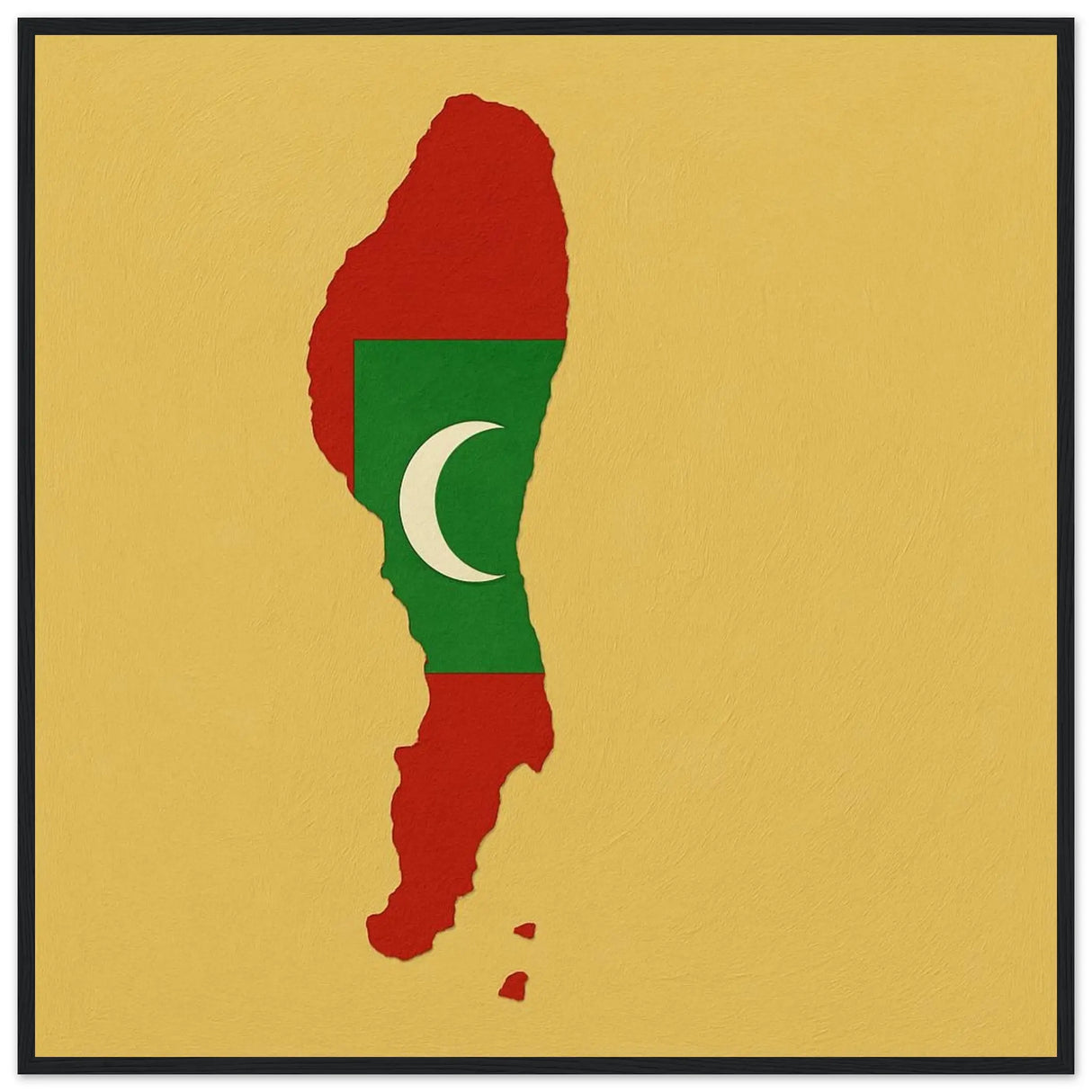 Affiche encadrée drapeau maldives cadre bois décoratif