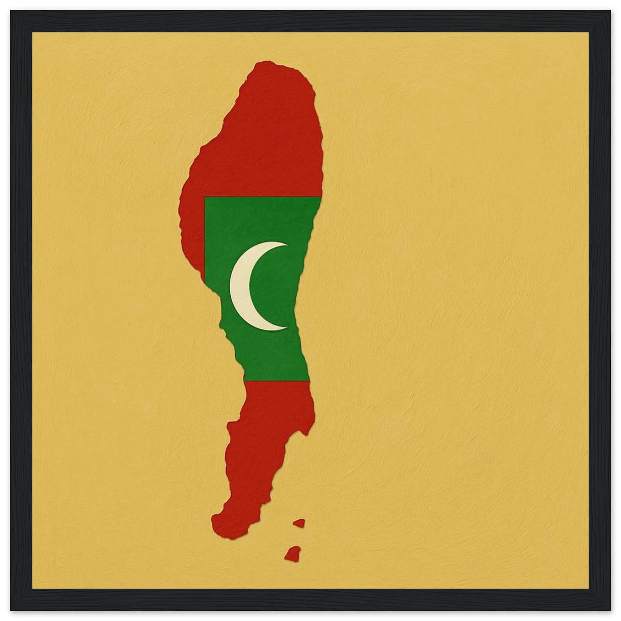 Affiche encadrée drapeau maldives cadre bois décoratif