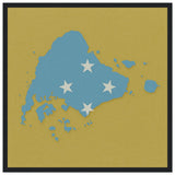 Affiche encadrée drapeau micronésie en bois décoratif
