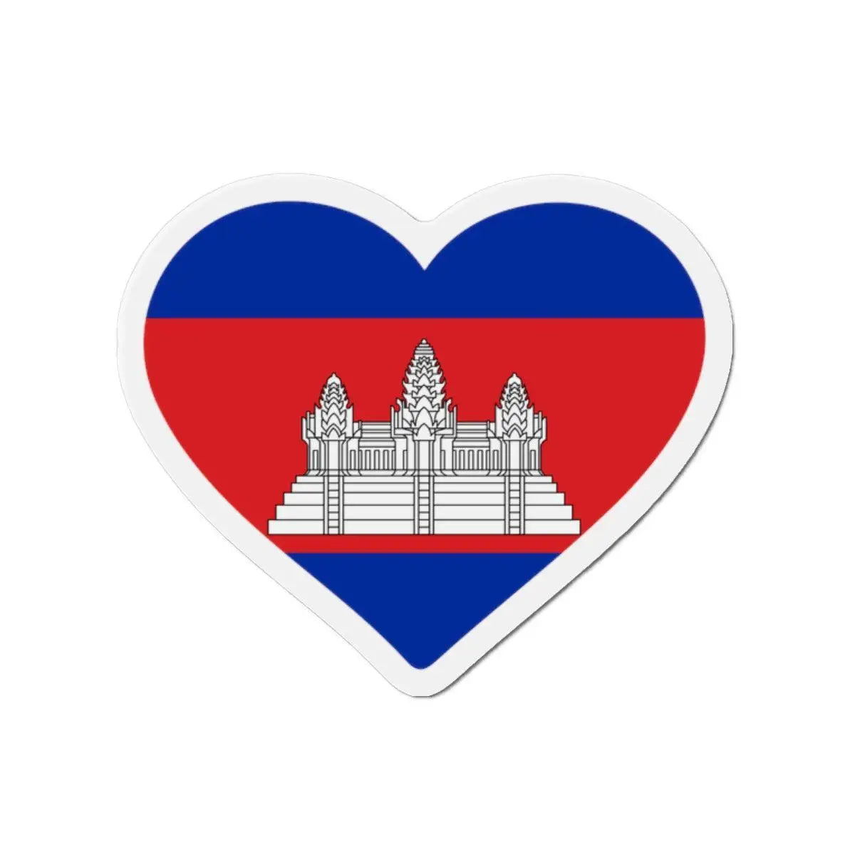 Aimant cœur drapeau cambodge en métal finition brillante