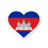 Aimant cœur drapeau cambodge en métal finition brillante