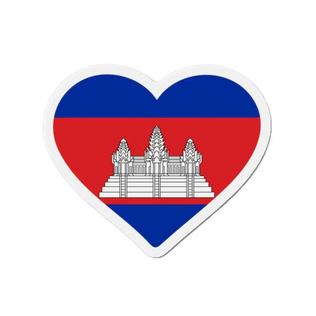 Aimant cœur drapeau cambodge en métal finition brillante