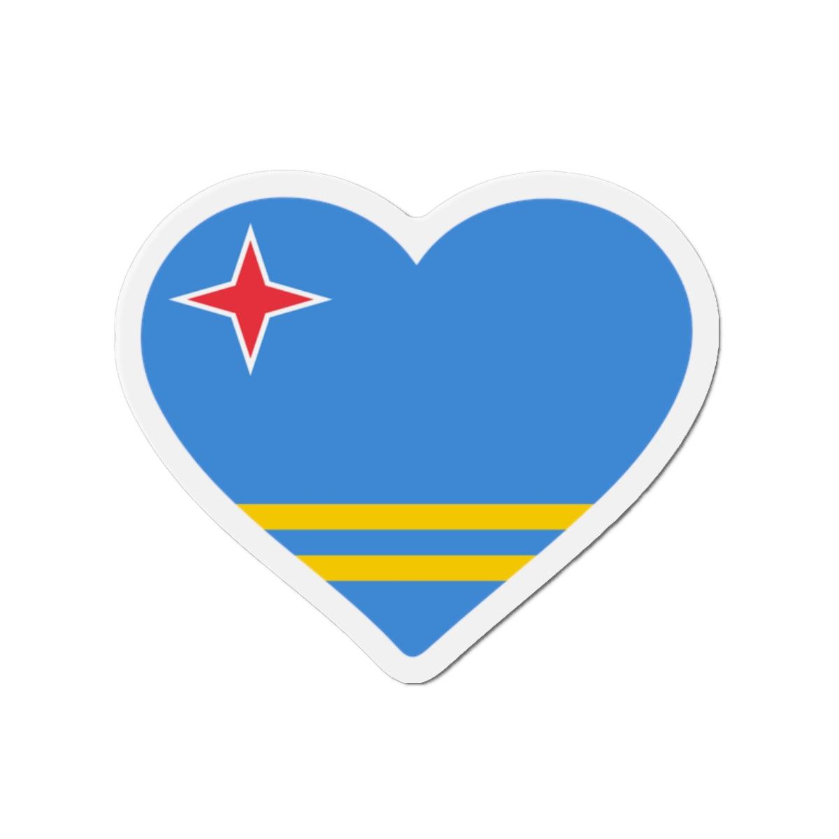 Aimant Coeur Drapeau d'Aruba en plusieurs tailles - Pixelforma 