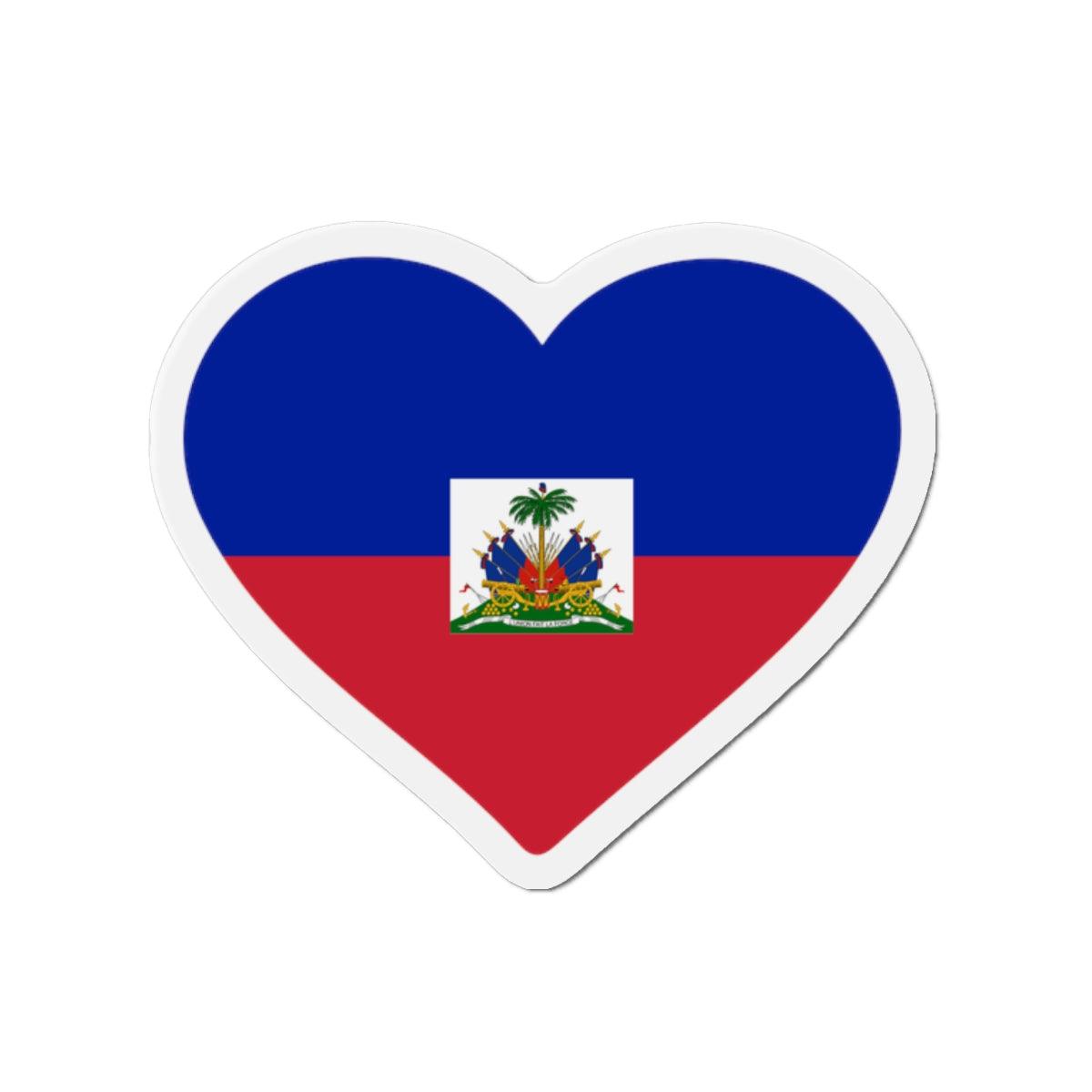 Aimant Coeur Drapeau d'Haïti en plusieurs tailles - Pixelforma