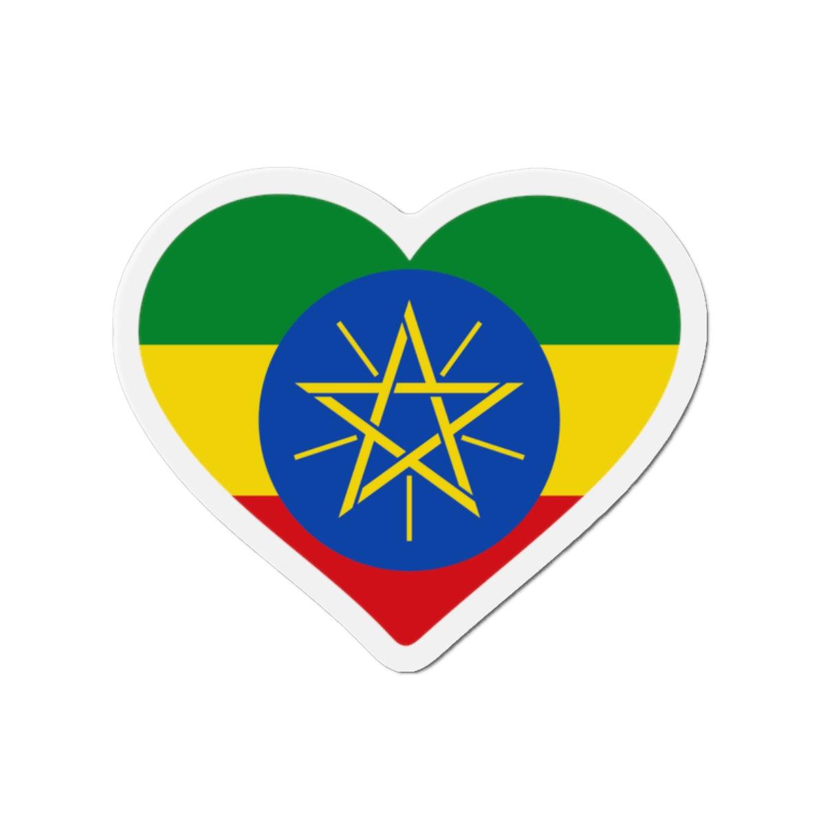 Aimant Coeur Drapeau de l'Éthiopie en plusieurs tailles - Pixelforma 