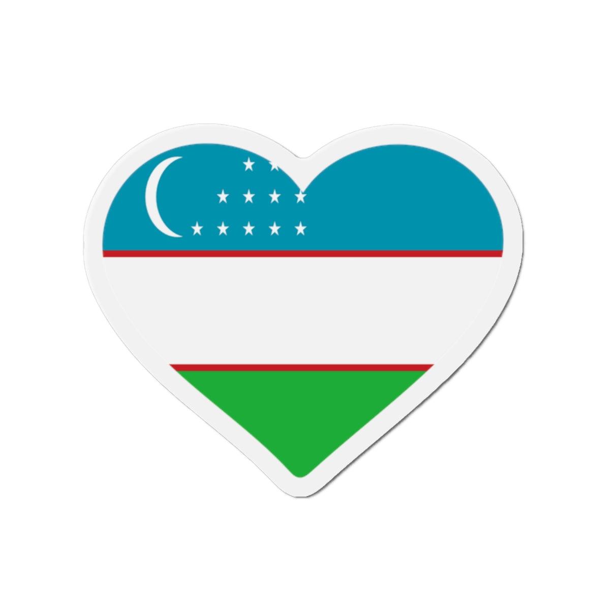 Aimant Coeur Drapeau de l'Ouzbékistan en plusieurs tailles - Pixelforma