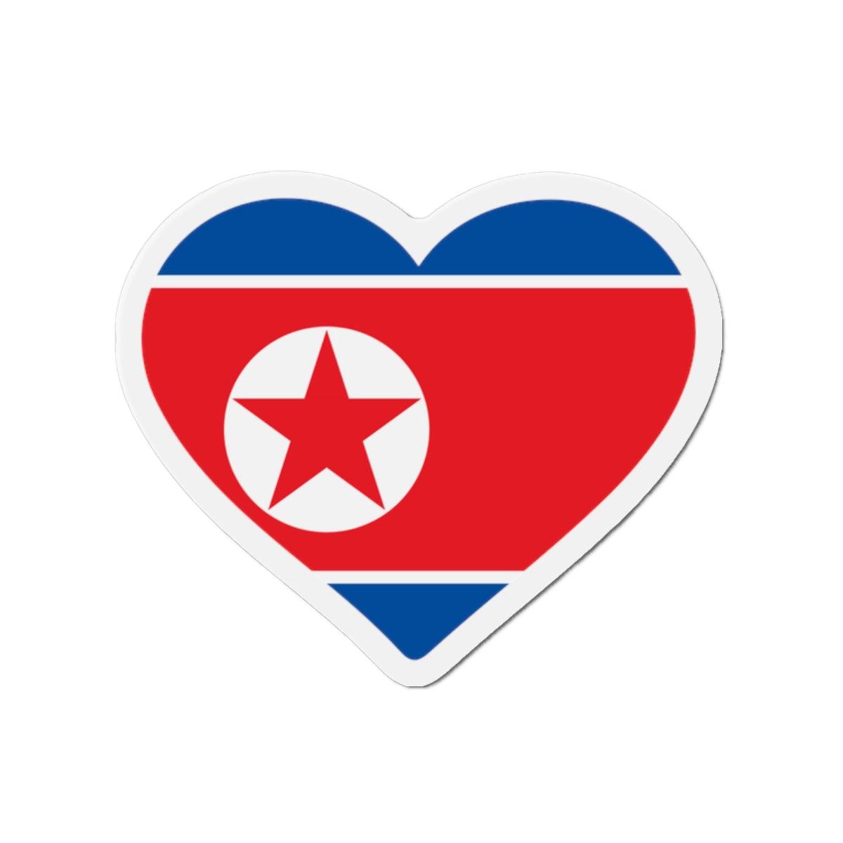 Aimant Coeur Drapeau de la Corée du Nord en plusieurs tailles - Pixelforma 