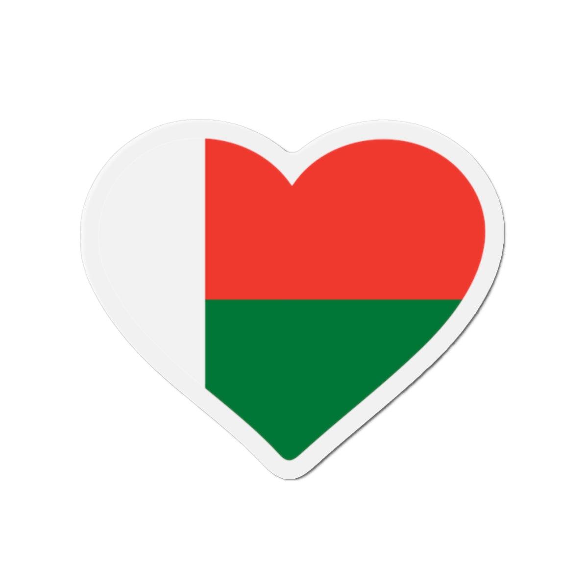 Aimant Coeur Drapeau de Madagascar en plusieurs tailles - Pixelforma