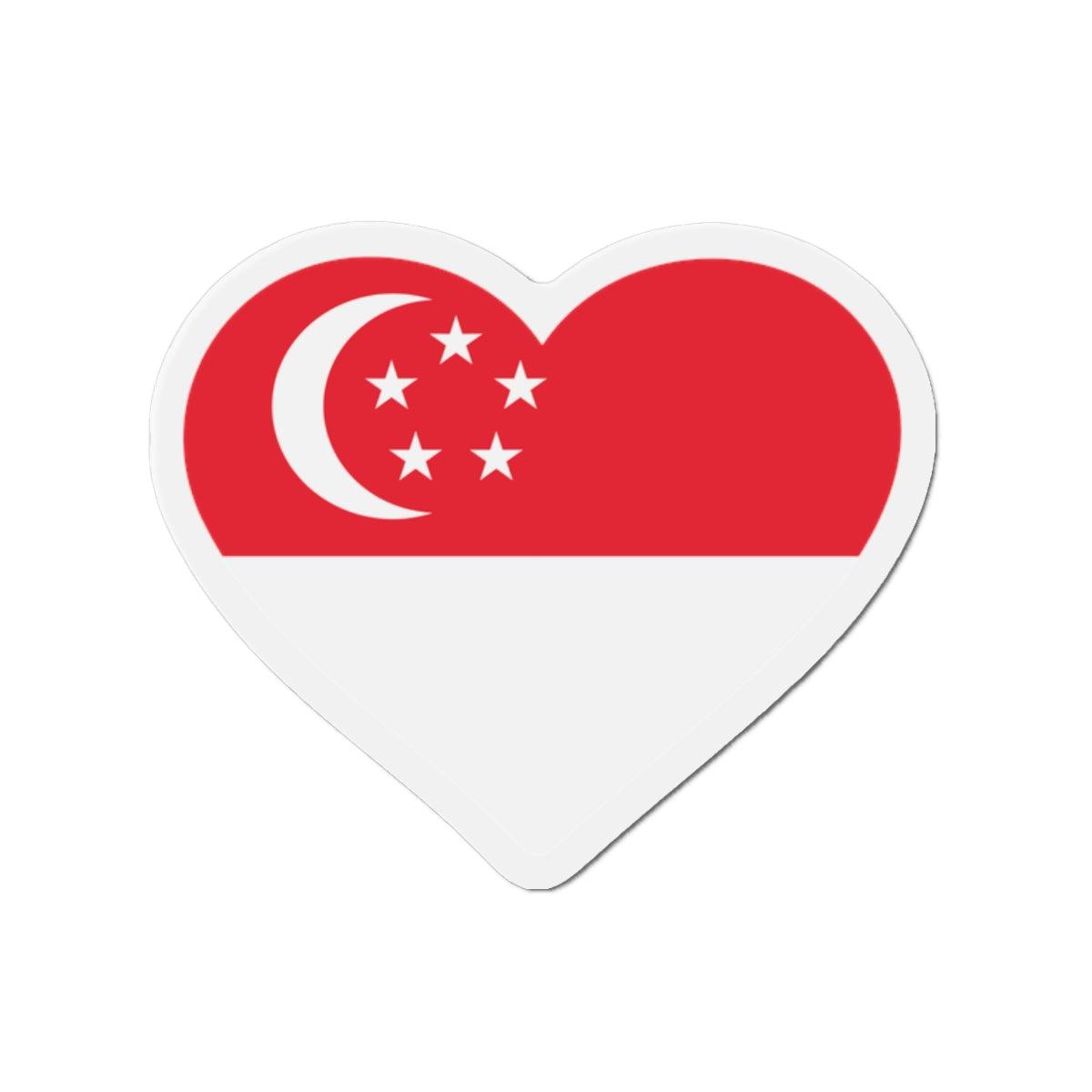 Aimant Coeur Drapeau de Singapour en plusieurs tailles - Pixelforma 