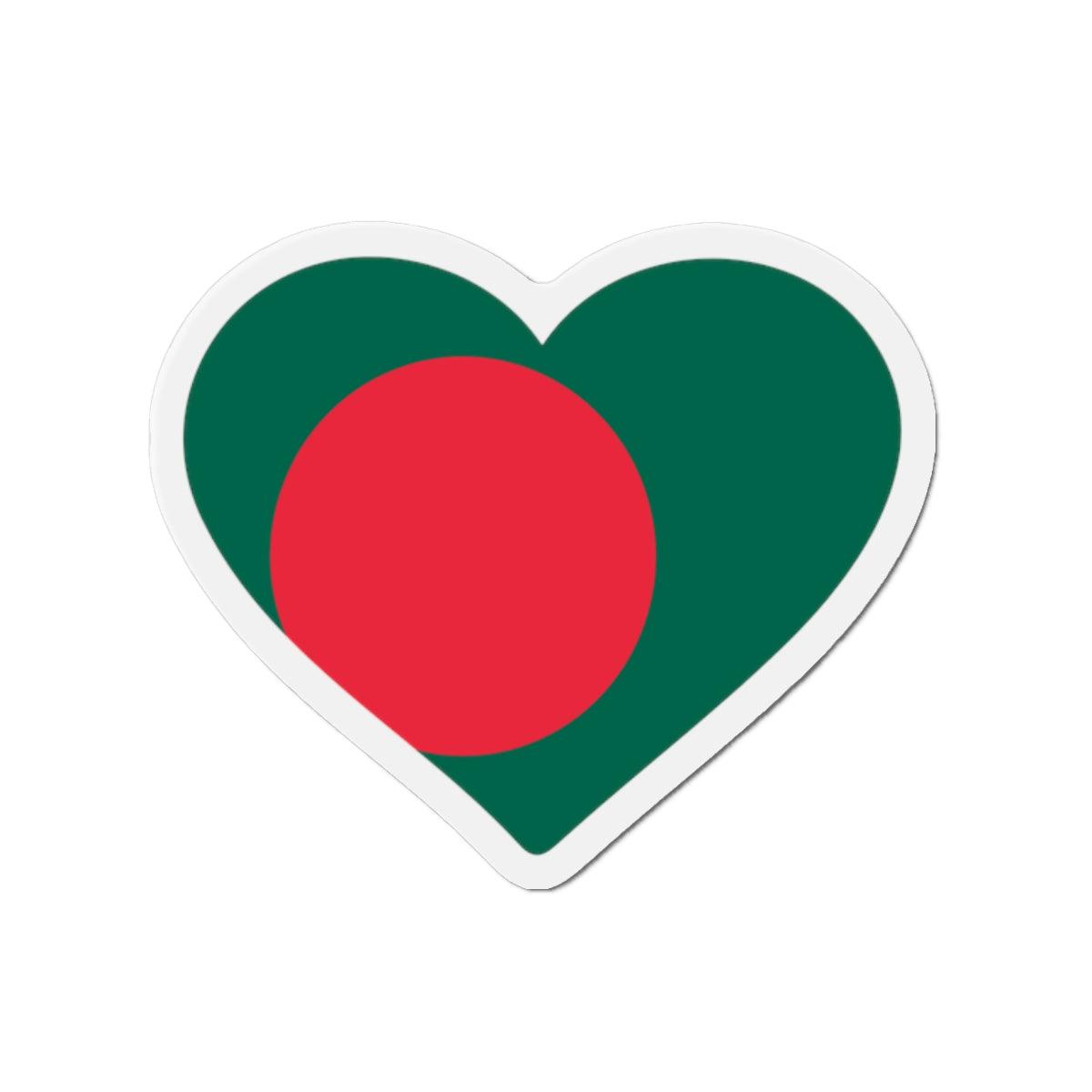 Aimant Coeur Drapeau du Bangladesh en plusieurs tailles - Pixelforma