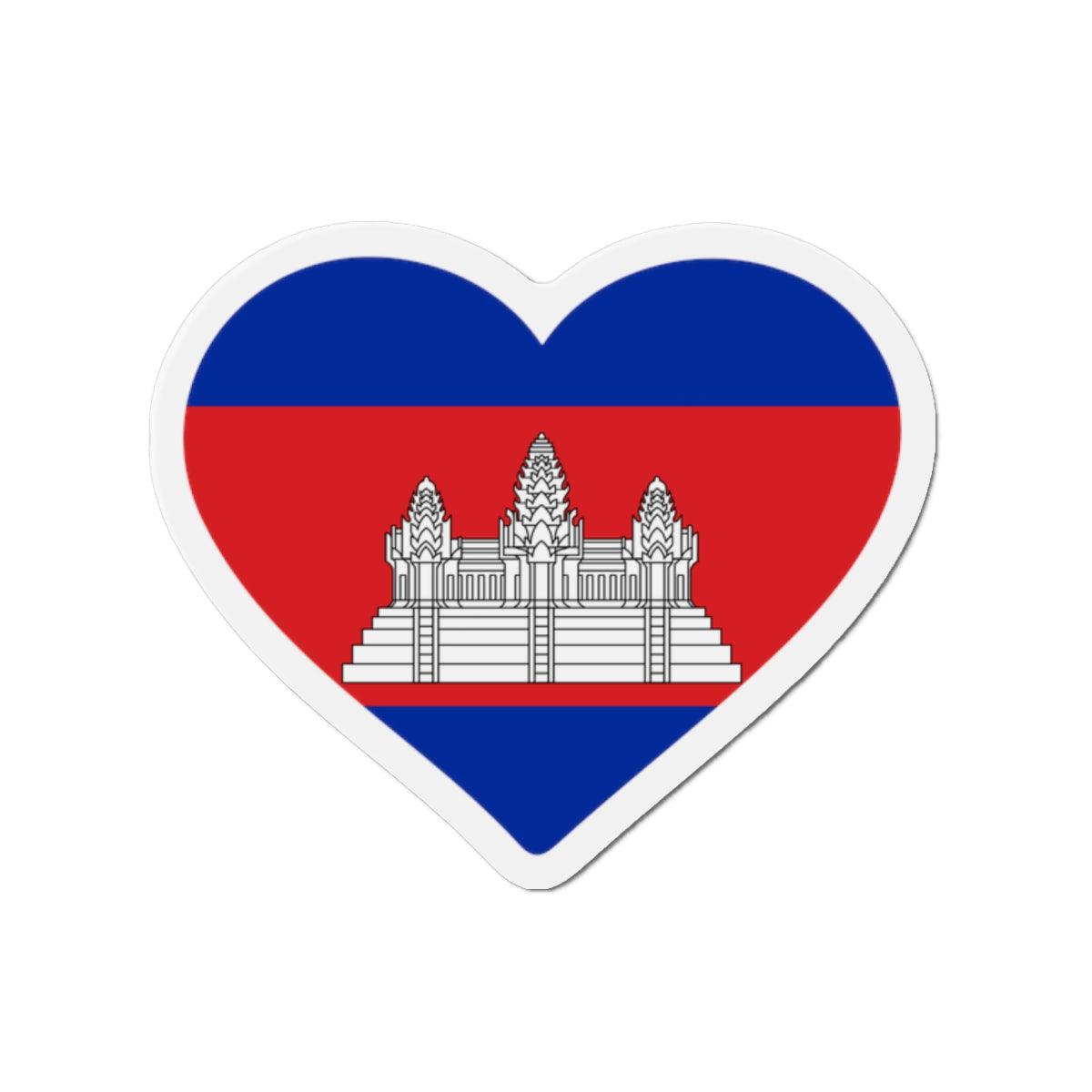 Aimant Coeur Drapeau du Cambodge en plusieurs tailles - Pixelforma