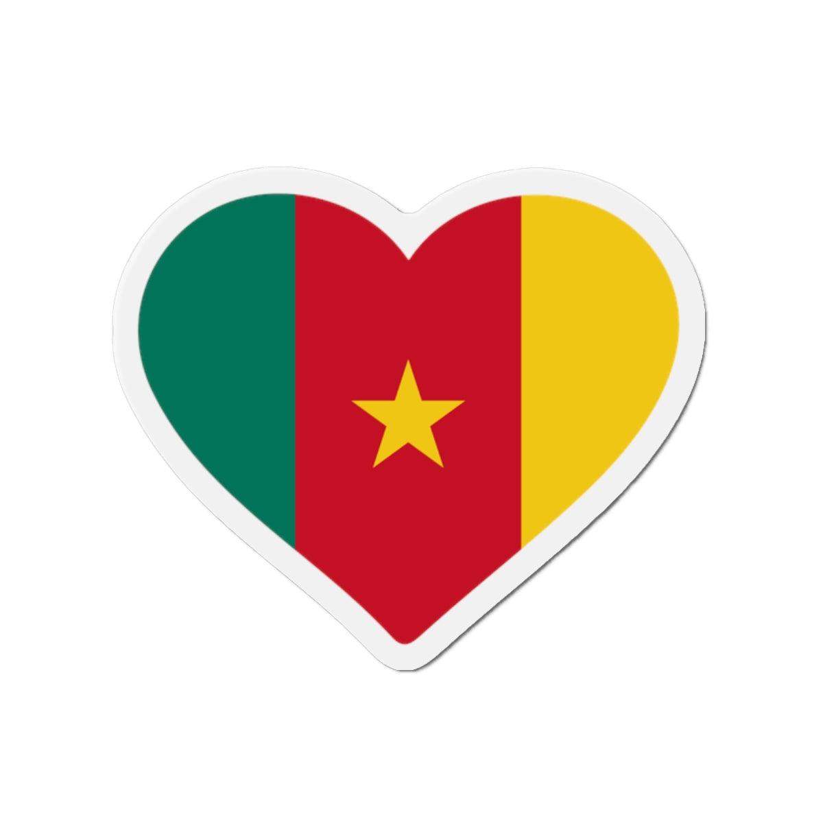 Aimant Coeur Drapeau du Cameroun en plusieurs tailles - Pixelforma