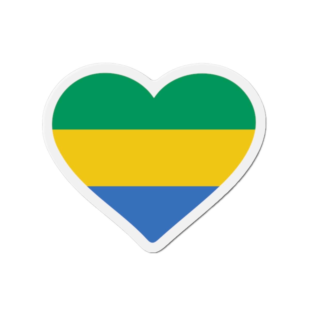 Aimant Coeur Drapeau du Gabon en plusieurs tailles - Pixelforma