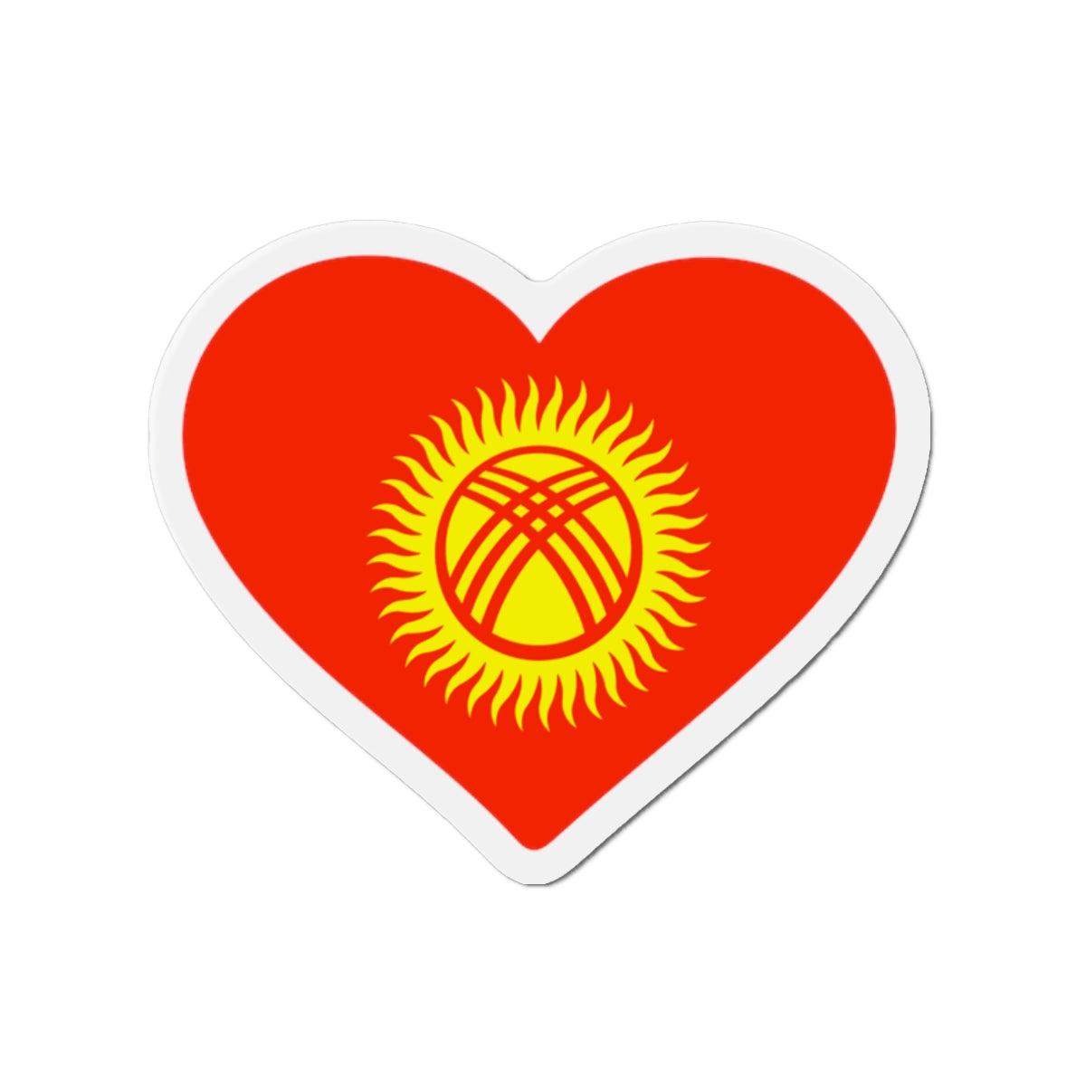 Aimant Coeur Drapeau du Kirghizistan en plusieurs tailles - Pixelforma 