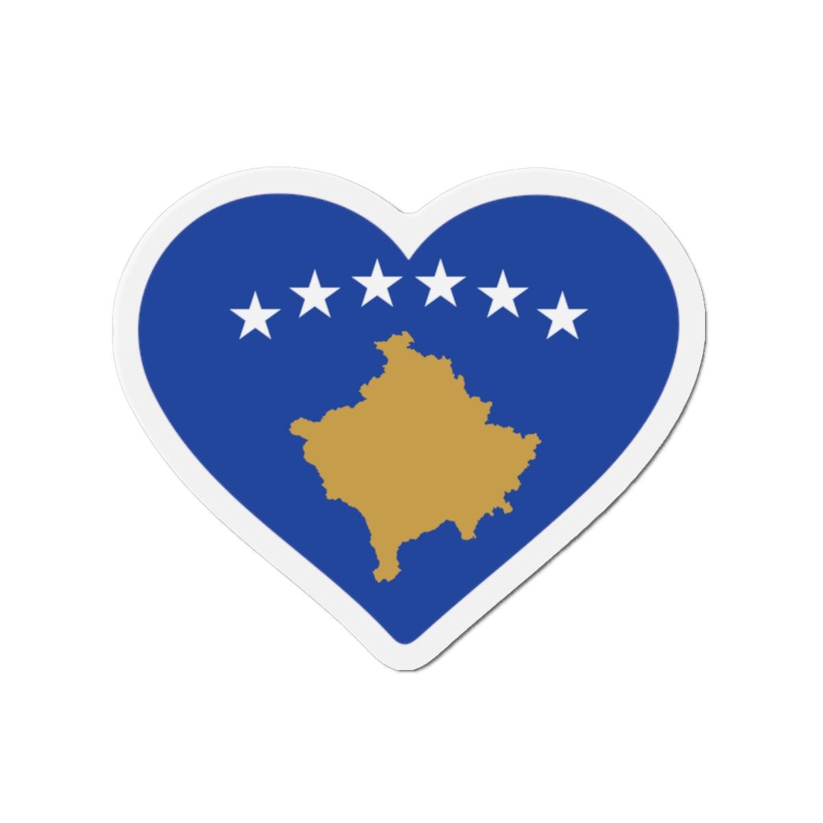 Aimant Coeur Drapeau du Kosovo en plusieurs tailles - Pixelforma 